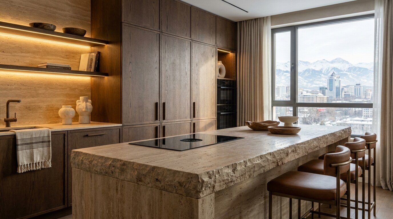 Кухня как главный предмет мебели: чему учит EuroCucina 2026: премиальная интерьерная сцена